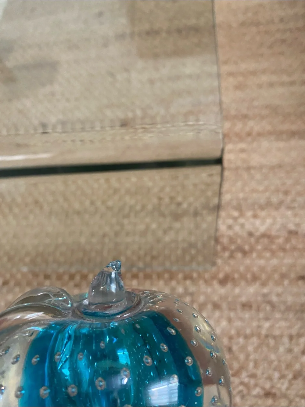 Handblown Blue Glass Apple Decorative Accent